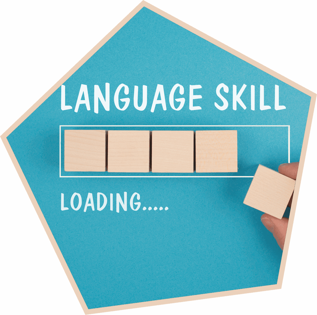 Language skill loading with wooden blocks.